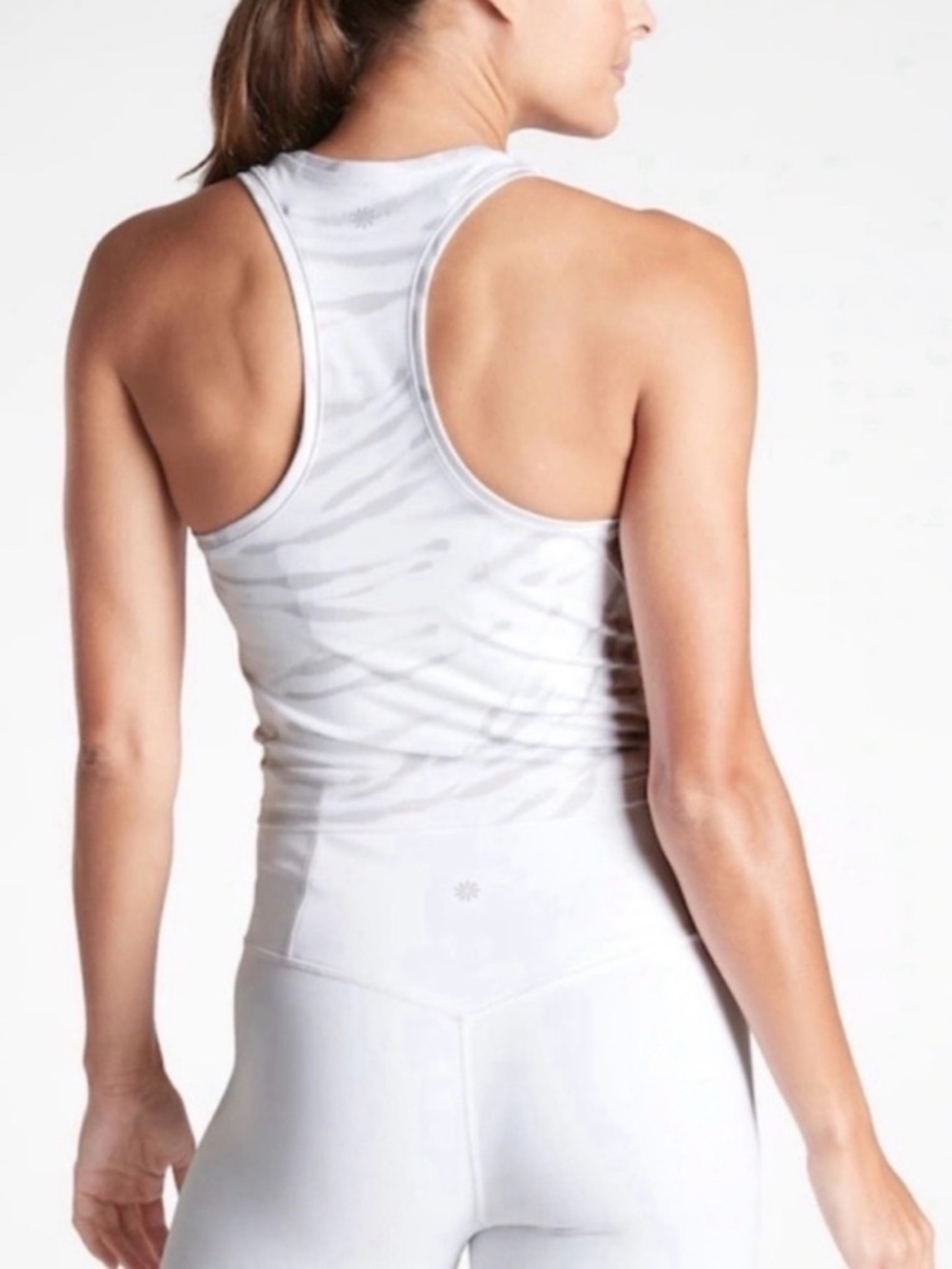 Athleta White Printed Racerback Tank Top - Women's Activewear - Picture 2 of 5